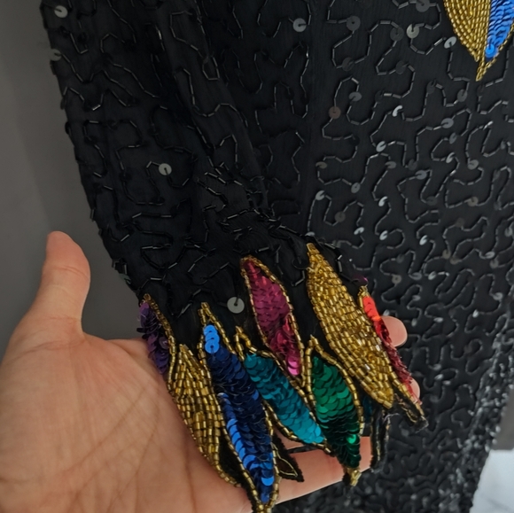 Leslie Fay 80s beaded dress size 8 vintage dress - Picture 2 of 12